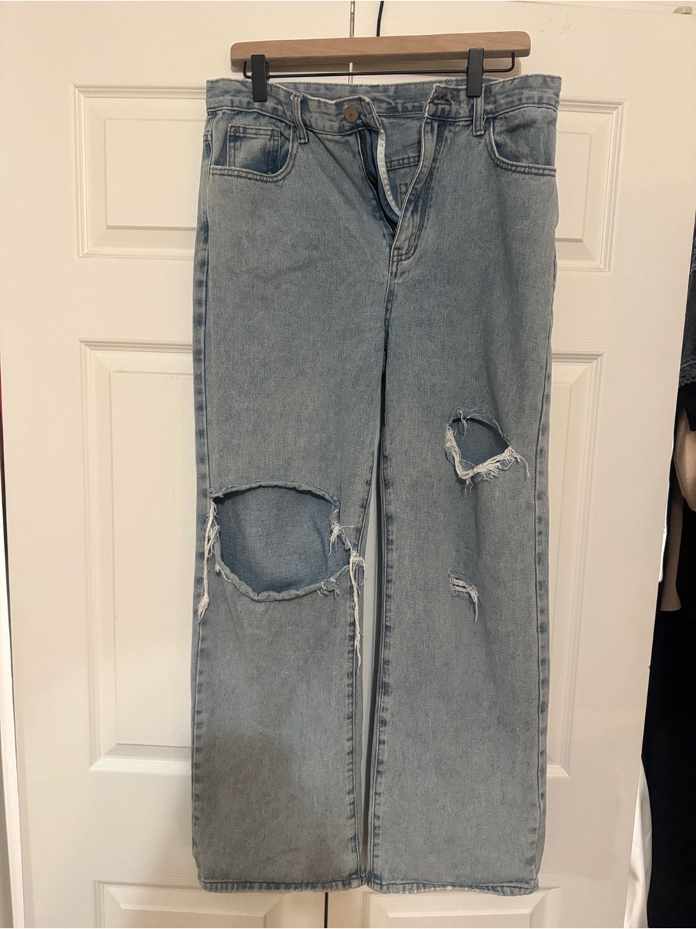 Cider Light Blue Distressed Boyfriend Jeans